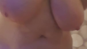 Bbw milf playing with her massive soapy tits and ass in the shower 