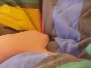 Saras Adventures - Pussy playing with full bladder makes her pee in the bed 1/16