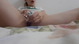 So sad schoolgirl is trying to forget about bad grades by fucking herself 