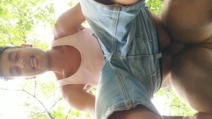 Fucking and breeding twink outdoor - after fuck he shows swollen cum oozing hole