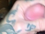 Shaking my big dick with precum 