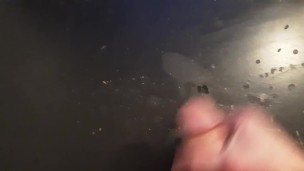 Me jerking semi hard cock and cum