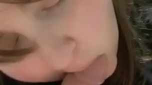 Amateur BBW milf chokes on dick and cleans up cum