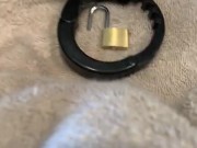 TENS cock cage to imprison Her cock