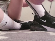 Nike Sneakers Taking Off Feet Play Long Socks