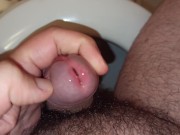 Morning pee in toilet, really relaxing time. Peehole closeup