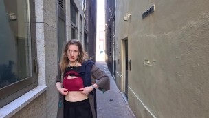 First-time voyeur fingers herself in the centre of Amsterdam in broad daylight