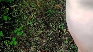 Wanking naked in woods