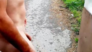 Getting naked by farm entrance 