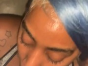 Extreme blow job from blue hair girl 1/16