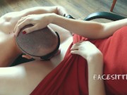 Chained licks pussy on the orders of mistress, russian femdom cunnilingus, female domination 10/16