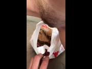 Squirting cum into the bin so i don't get pregnant (creampie pee) 14/16