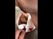 Squirting cum into the bin so i don't get pregnant (creampie pee) 15/16