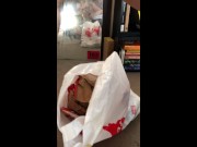 Squirting cum into the bin so i don't get pregnant (creampie pee) 16/16