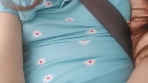 Pinkmoonlust has a car ride! Public flashing in passenger seat! Hairy Pussy in Panties & Blue Dress