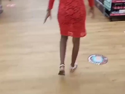 Behind the scenes slut walk in supermarket