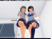 3D HENTAI POV Earth-chan and Moon-chan give you a blowjob 2/16