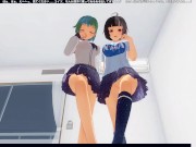 3D HENTAI POV Earth-chan and Moon-chan give you a blowjob 4/16