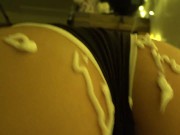 Sexy up close booty rub. Who likes that lotion slapping souund? 4/16