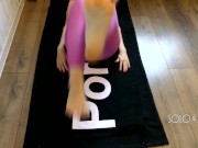 Hot fitness girl doing workout and playing with pussy, masturbating in yoga pants 9/16