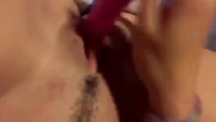 Little pink toy makes her so wet 