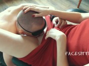 Chained slave licks pussy on the orders of mistress, russian femdom cunnilingus, female domination 10/16