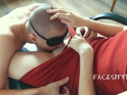 Chained slave licks pussy on the orders of mistress, russian femdom cunnilingus, female domination 9/16