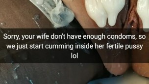 We ran out of condoms, so the guys decided cum deep inside my wife fertile pussy![Cuckold.Snapchat]
