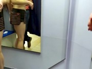 Risky public fuck by baseball bat in fitting room. 5/16