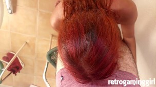 Hot blowjob in hotel balcony on beach holidays in europe