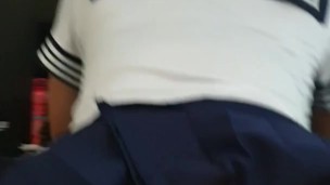 Asian school girl rides after spanking wmaf