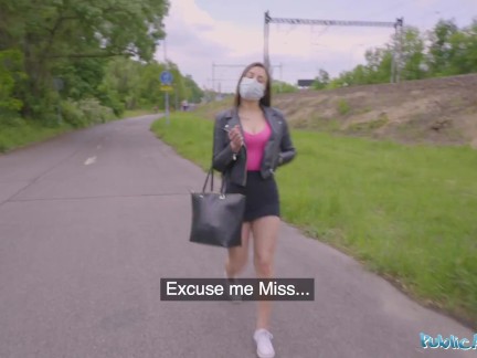 Public Agent Face Mask Fucking a sexy sweet teenager with Big Natural Boobs