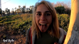 Drinking pee in public, risky through the streets of the city, countryside and gardens! 4k 60fr REAL