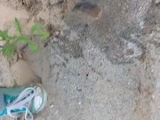 Making A Piss Puddle In the Sand 8/16