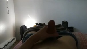 Morning masturbation for young twink end in cum in boxers