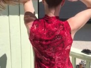 HAIR FETISH, brunette playing with her hair 