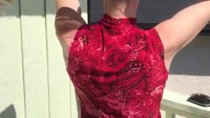 HAIR FETISH, brunette playing with her hair 
