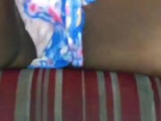 Teasing Latina in Loose Shorts Flashing BOOBS  and PUSSY in a Restaurant