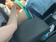 Hot brunette sucked the driver's cock in the car ,and he finished it in her mouth 5/16