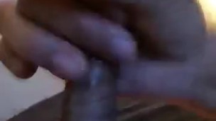 Stroking hard cock