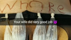 My wife pussy well used after another gangbang! How much did guys cum in her? [Cuckold. Snapchat]