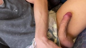 Twink Daniel Hausser jerks HUGE UNCUT COCK on TRAIN