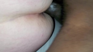Stepson nuts on moms fat white ass