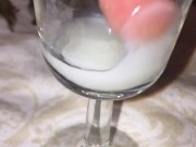Playing with my cumshot in the glass before I pour it all into my mouth & swallow