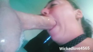 Huge dick sloppy deepthroat blowjob