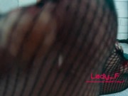 Solo teen show and orders to lick her feet in fishnet socks, femdom, foot worship POV 7/16