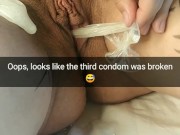 I fuck you wife so hard! Even the condom broke and my cum get inside her womb [Cuckold. Snapchat]