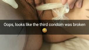 I fuck you wife so hard! Even the condom broke and my cum get inside her womb [Cuckold. Snapchat]