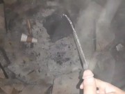 Pissing outside on the fire 3/16