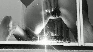 Amateur self fisting in mirror